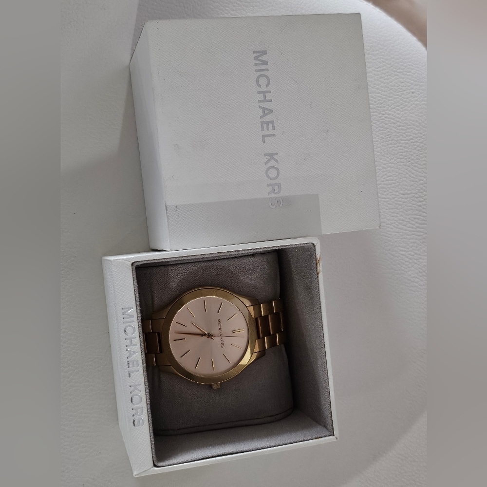 🛑SOLD🛑ichael Kors MK3493 Slim Runway Gold Tone Watch Dial Women - Picture 10 of 11
